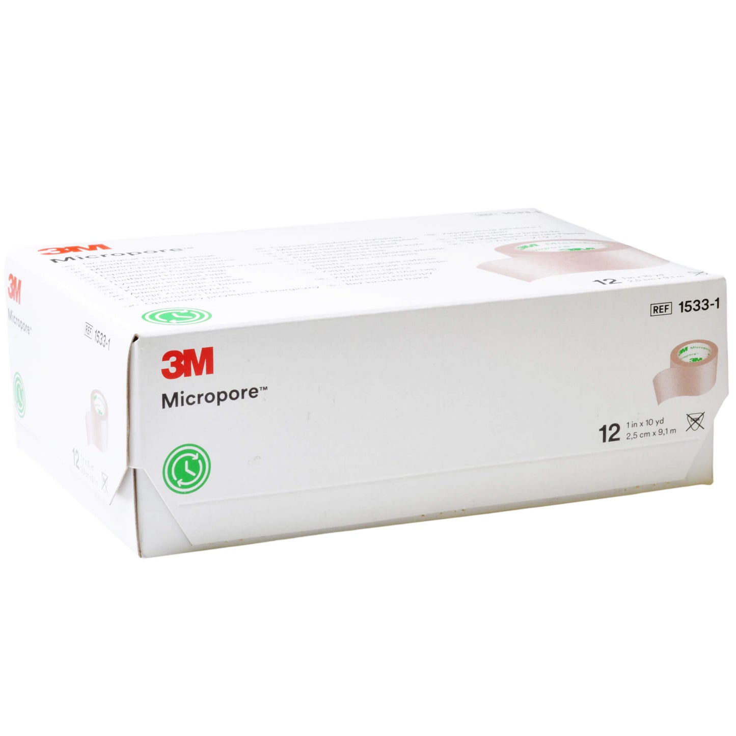 3M Micropore beige 1,25cm x 9,1m, 12 stuks